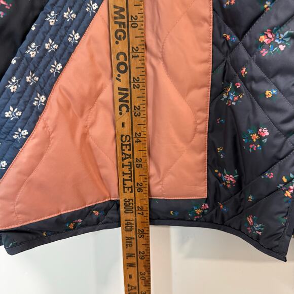 The Great. x Eddie Bauer The Patchwork Bomber Jacket Reversible Floral Blue Pink - Picture 2 of 9